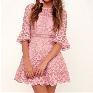 BB Dakota Lace Skater Mini Dress | Pink Mauve | Size 2